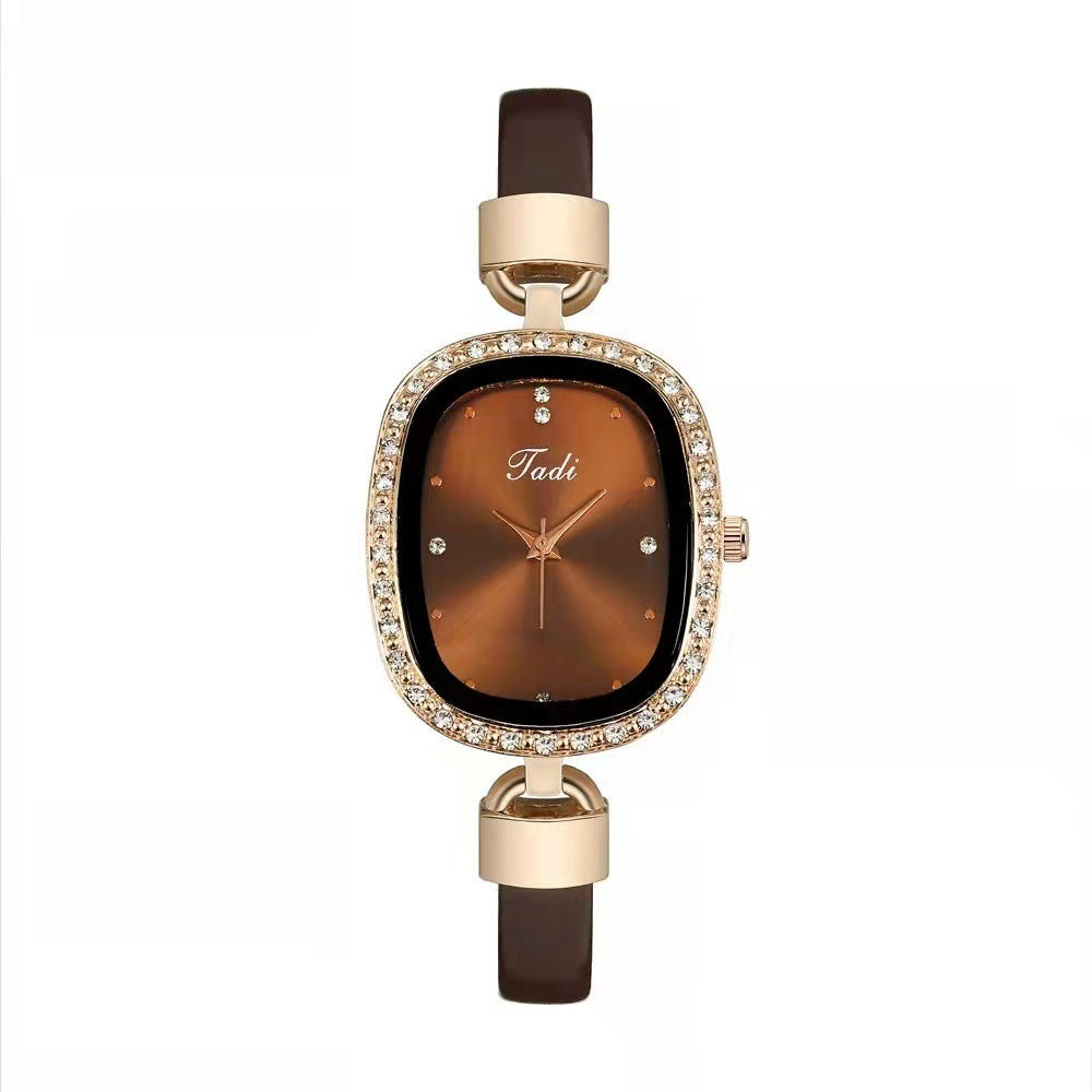 Women's Watch Bracelet Suit Two-piece Women's Quartz Watch Diamond Rhinestone Thin Belt Fashion Watch