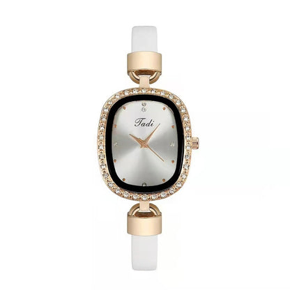 Reloj de pulsera para mujer, traje de dos piezas, reloj de cuarzo para mujer, reloj de moda con cinturón fino y diamantes de imitación