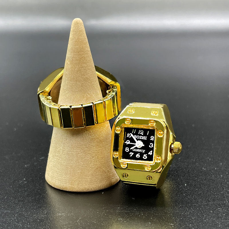 Reloj con anillo de dedo creativo de moda para hombres y mujeres