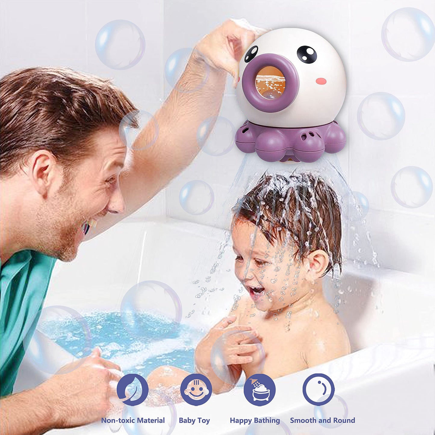 Juguete de baño con fuente de pulpo para niños, juguete de baño de ducha giratorio con chorro de agua, juguetes acuáticos de verano, juguetes de playa rociadores