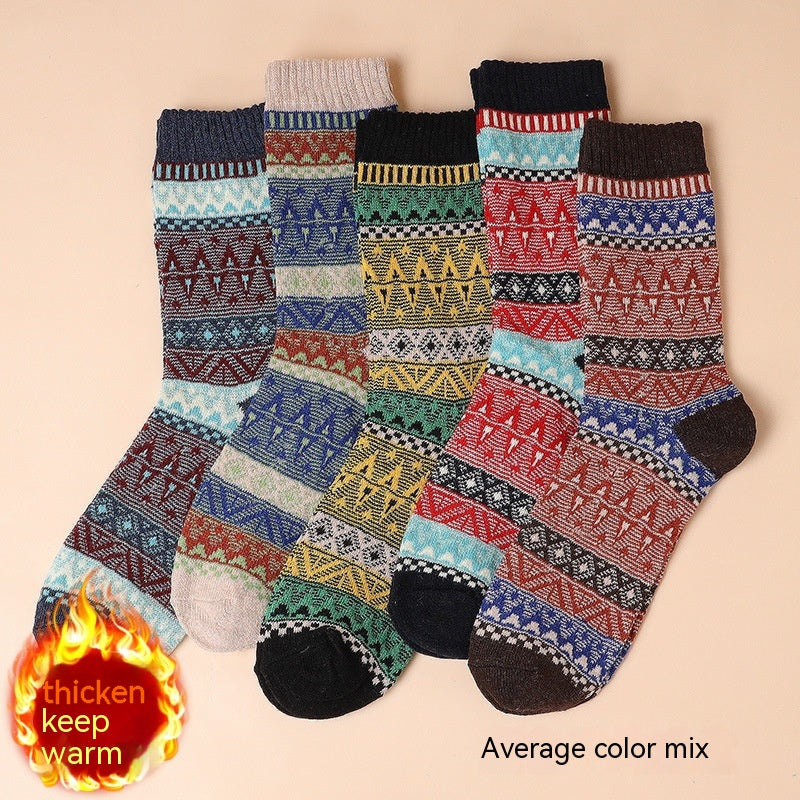 Mittellange Herrensocken im Retro-Ethno-Stil