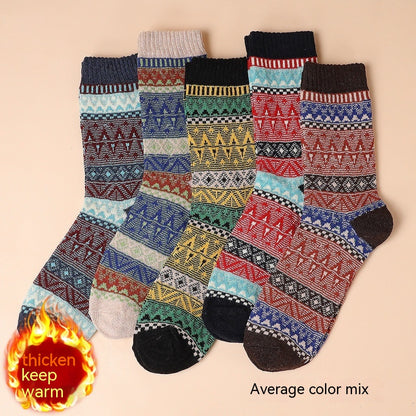 Mid-calf Length Men's Socks Retro Ethnic Style