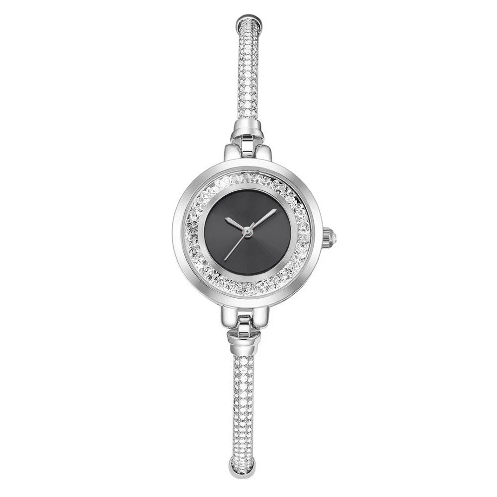 Women's Thin Strap Bracelet Watch Rhinestone Quicksand Small Dial Bracelet Watch Retractable Adjustable Watch