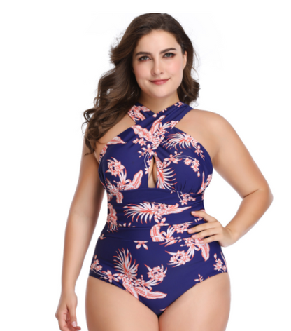 The New European And American Plus-size One-piece Swimsuits Cross