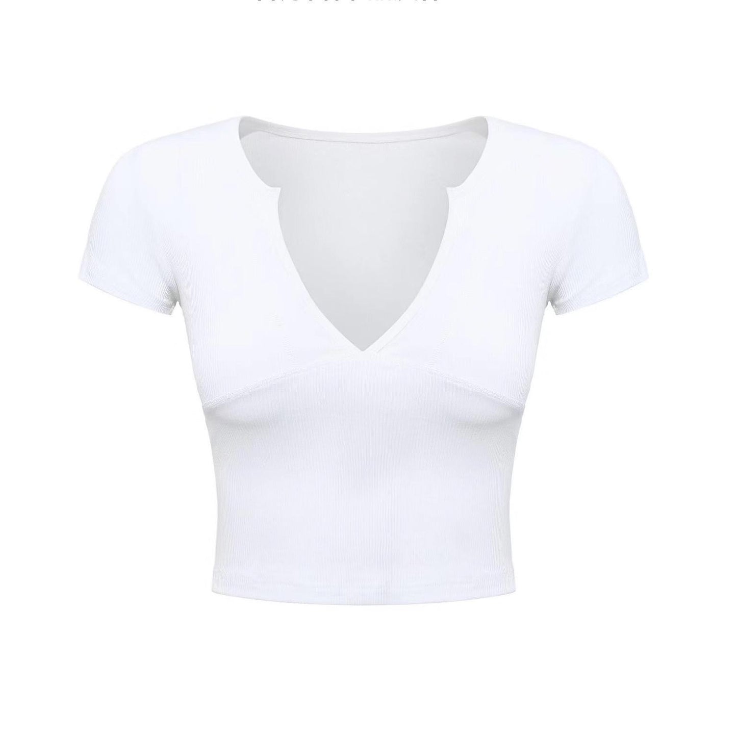 Short Sleeve Cropped Sexy Fit V-neck Slimming Women Retro Sexy Short Sleeve Underwear T shirt Top