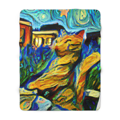 "A Cat Amongst the Celestial Tea Leaves" - The Alien Sherpa Fleece Blanket