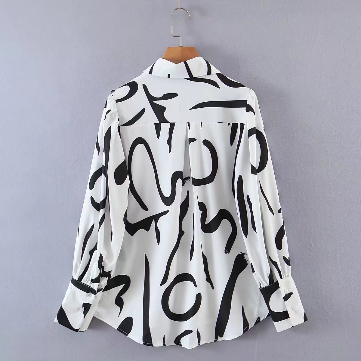 Young Graffiti Printing Shirt Women Spring Loose Plus Size Korean Long Sleeve Shirt