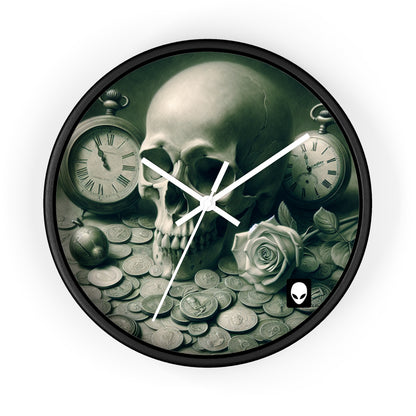 "Lingering Decay" - El reloj de pared alienígena estilo de pintura Vanitas