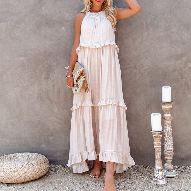 Summer Dress Irregular Asymmetric Tiered Dress Sleeveless Long Floor Length Dress Holiday Dress Women