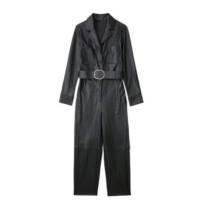 Schlanker, taillierter Jumpsuit mit Frühlingsärmeln und schmaler Passform für Damen