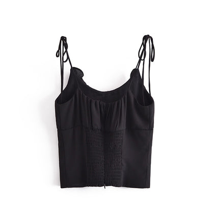 Frauen Kleidung Einfarbig Stringy Selvedge Herzförmige Schulter Gurt Camisole Kleine