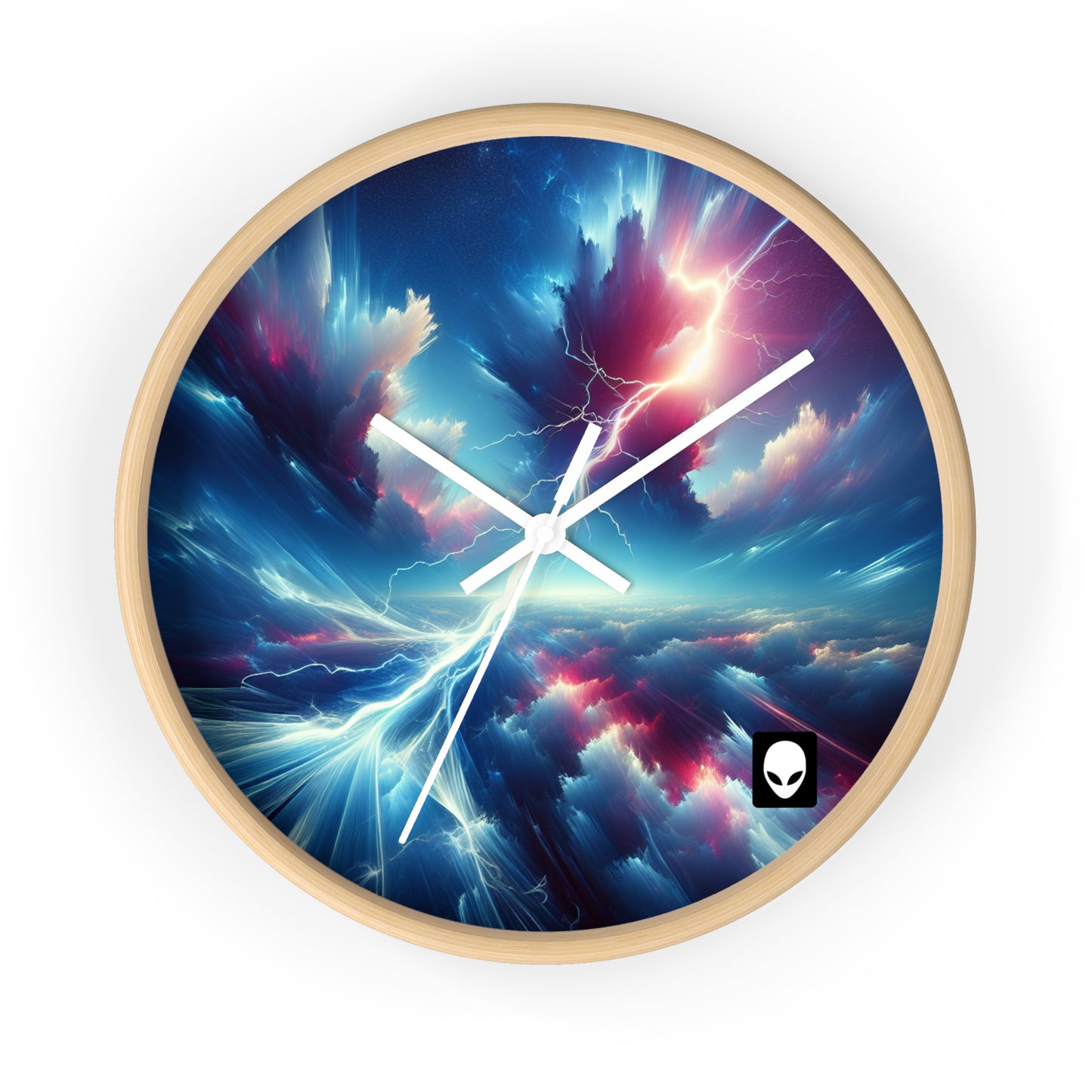 "Electricity In The Sky" - The Alien Wall Clock Digital Art Style