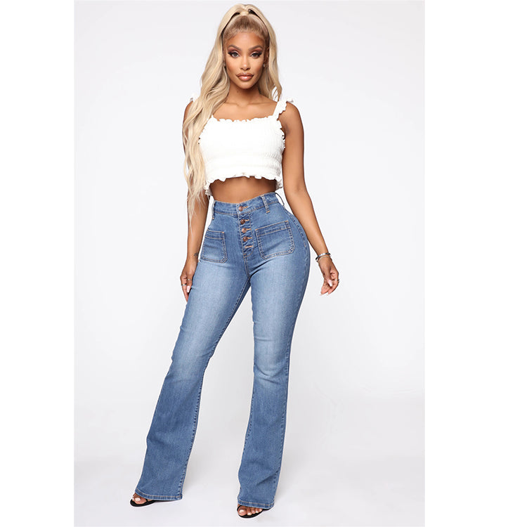 Damen Jeans Clinch Patch Pocket Washed Hose Jeans