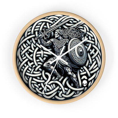 "Celtic Knight: Sword & Shield in Ancient Knots" - The Alien Wall Clock Celtic Art Style