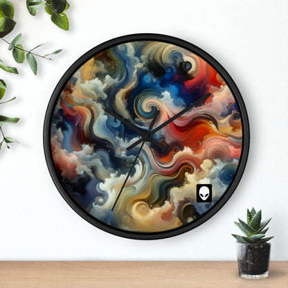 "Chaotic Balance: A Universe of Color" - The Alien Wall Clock Abstract Art Style