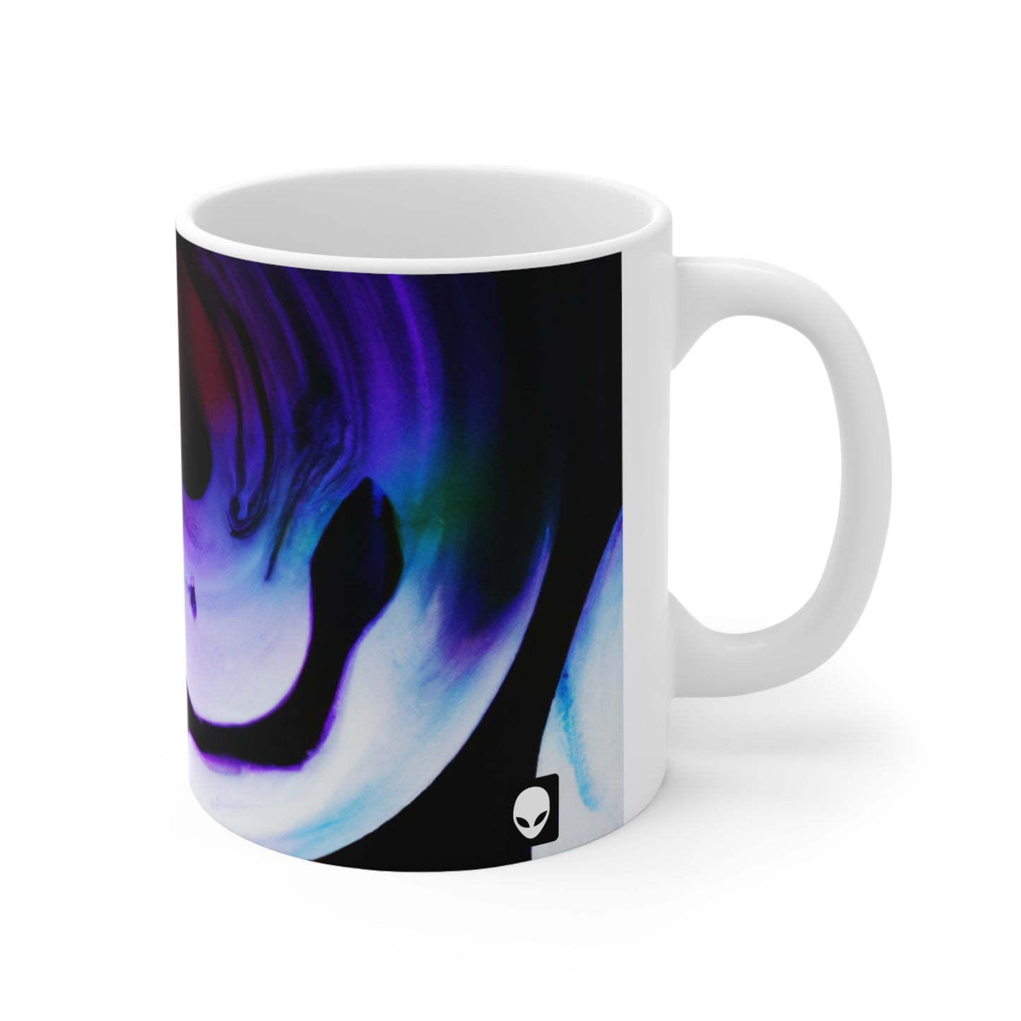 "Explorando los contrastes: una danza colorida de luminancia y aberración cromática" - Taza de cerámica The Alien de 11 oz