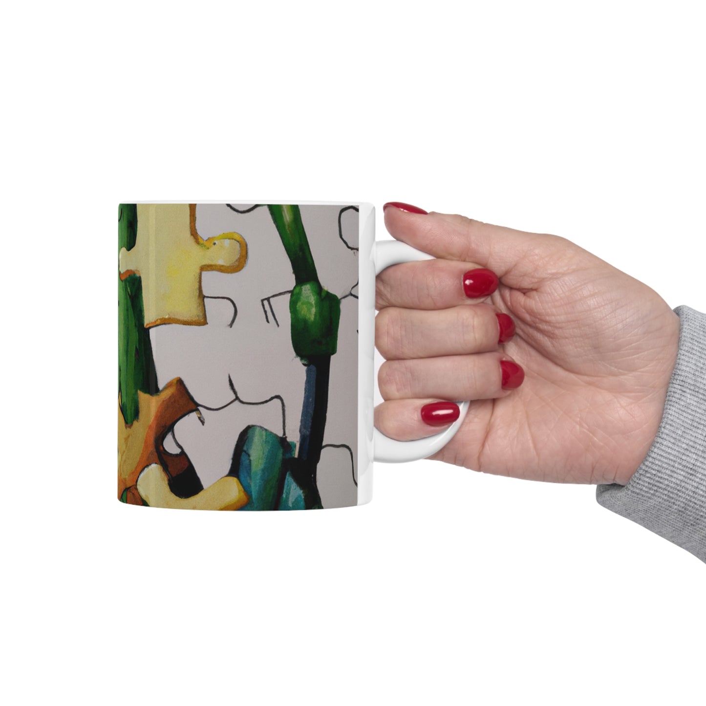 "Cactified Puzzle Time" - The Alien Ceramic Mug 11 oz