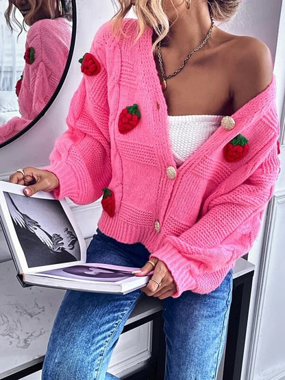 Women Spring Fall Long Sleeve Solid Embroidery Short Cardigans