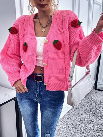 Women Spring Fall Long Sleeve Solid Embroidery Short Cardigans