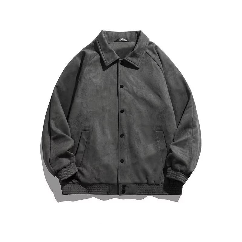 Men's Autumn Winter Suede Bomber Coat Autumn Top Jacket