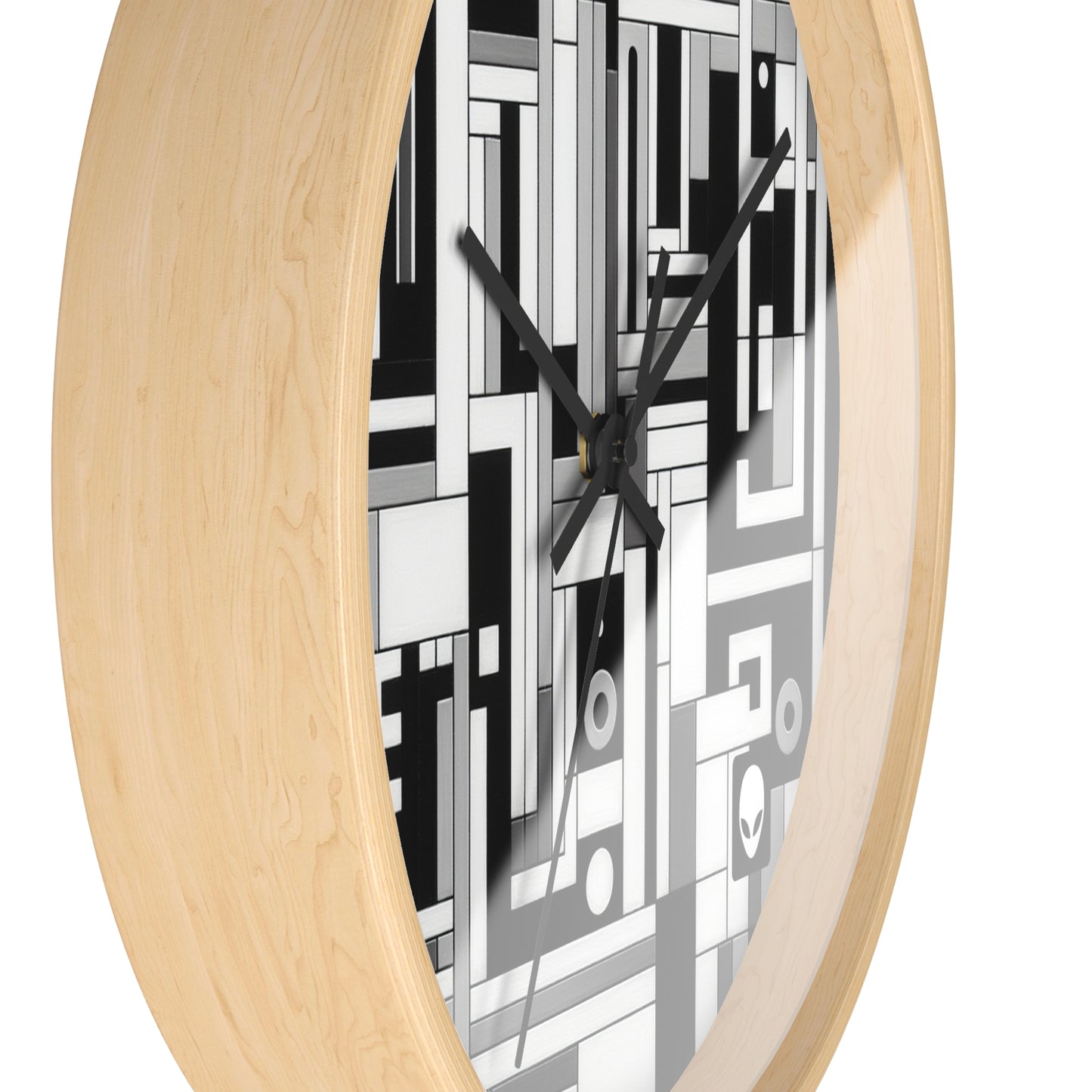 "De Stijl in Black and White" - The Alien Wall Clock De Stijl Style