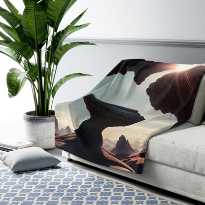 "Alien Landscape Odyssey" - The Alien Sherpa Fleece Blanket