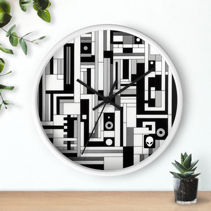 "De Stijl in Black and White" - The Alien Wall Clock De Stijl Style