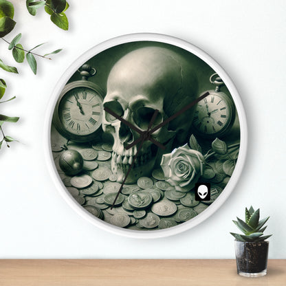 "Lingering Decay" - El reloj de pared alienígena estilo de pintura Vanitas