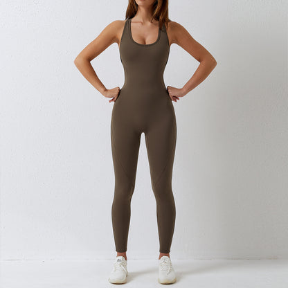 Mono ajustado de una pieza para mujer, ropa de Yoga con espalda de belleza aérea, mono de Yoga de una pieza de alta elasticidad