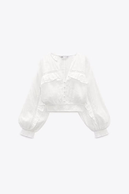 Spring Women Clothing French Shirt Long Sleeved Cotton Shirt Women