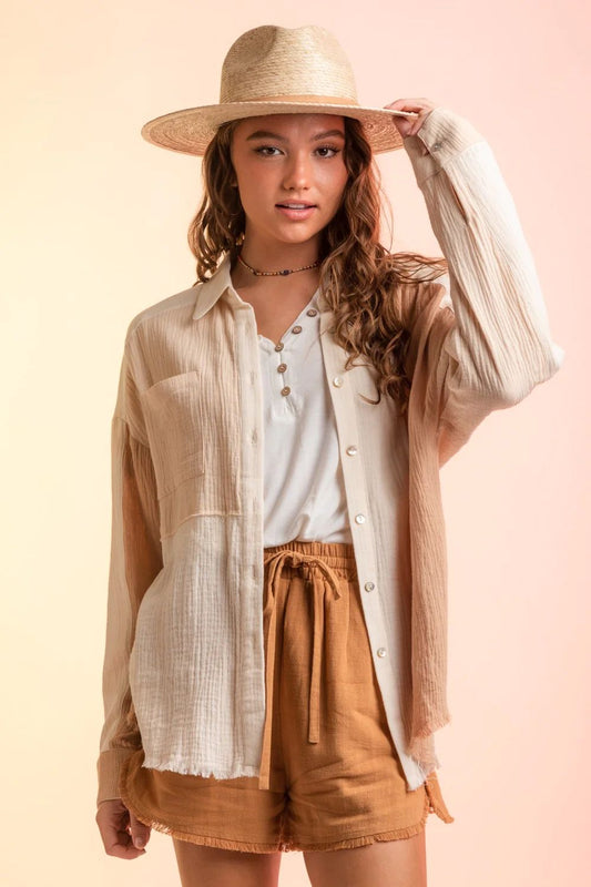 Ropa de mujer Abrigo de primavera Bolsillo Camisa de mujer de un solo pecho con colores a juego