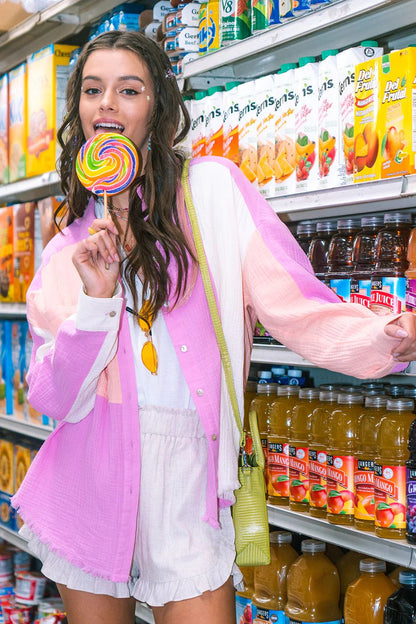 Ropa de mujer Abrigo de primavera Bolsillo Camisa de mujer de un solo pecho con colores a juego