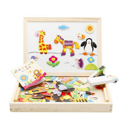 Multifunctional Magnetic Kids Puzzle Drawing Board Educational Toys Learning Wooden Puzzles Toys For Children Gift