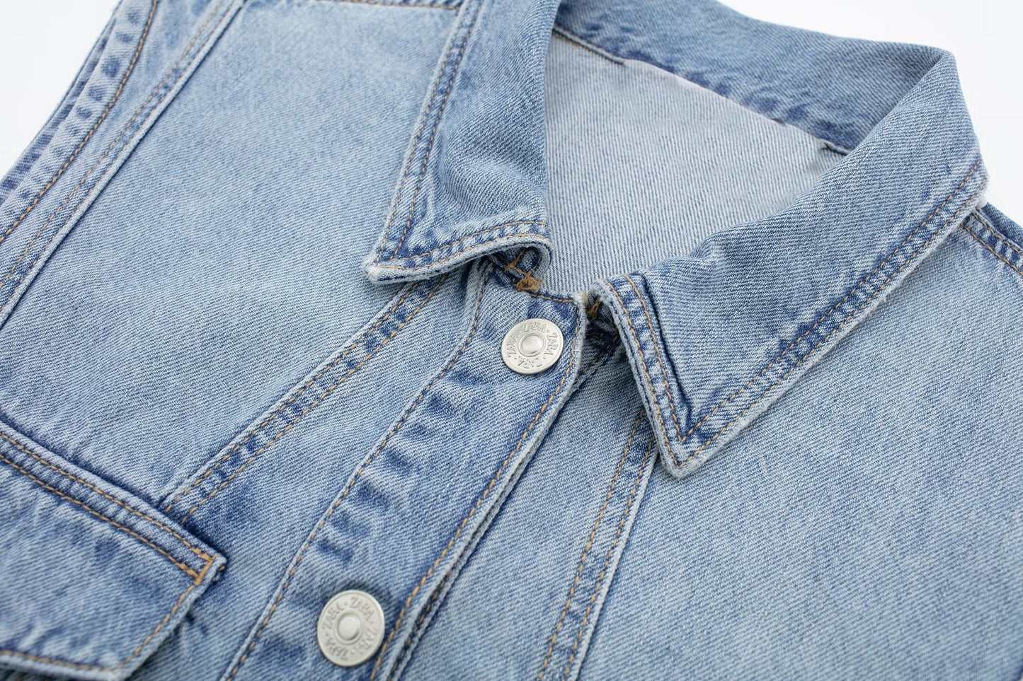 Sommer Damen Kragen Ärmelloses Weste Kleid Gerade Schlank Einreihig Denim Kleid