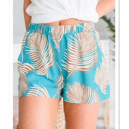 Summer New Printed Loose Elastic Waist Casual Shorts for Women