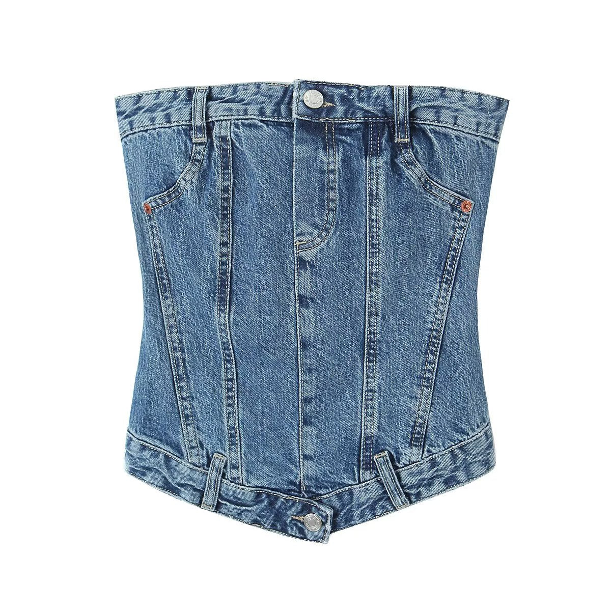 Sommer Damen Kleidung Elastisches Korsett Denim Top