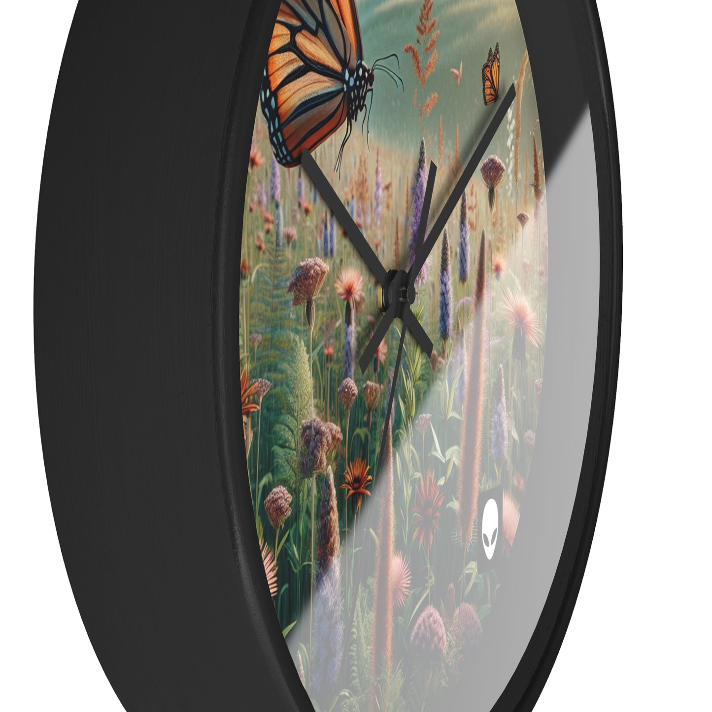 "A Monarch in Wildflower Meadow" - The Alien Wall Clock Realism Style