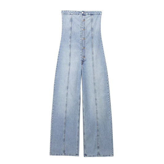 Sommer Alle Passenden Schlankheits Retro Tube Top Frauen Kleidung Lose Denim Overall