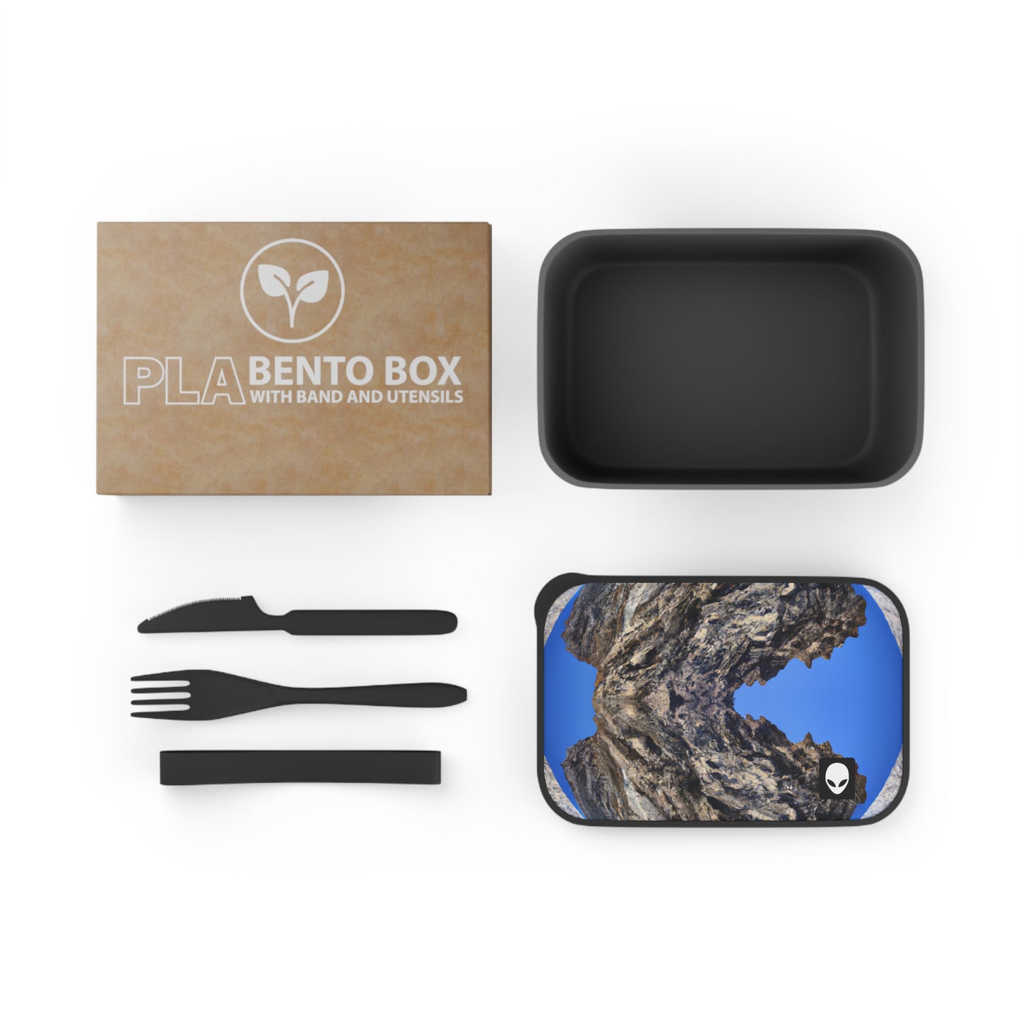 Naturaleza en esplendor: combinación de fotografía con arte digital: la caja bento de PLA ecológica Alien con banda y utensilios