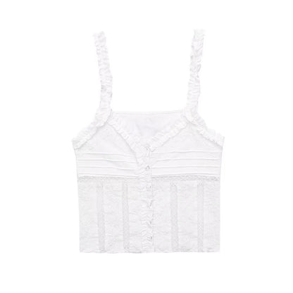 Summer Women Clothing Niche Sexy V neck Inner Vest Embroidered Strap Top