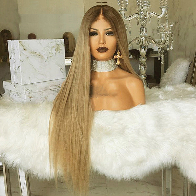 Lace Wig Linen Gradient Long Straight Hair