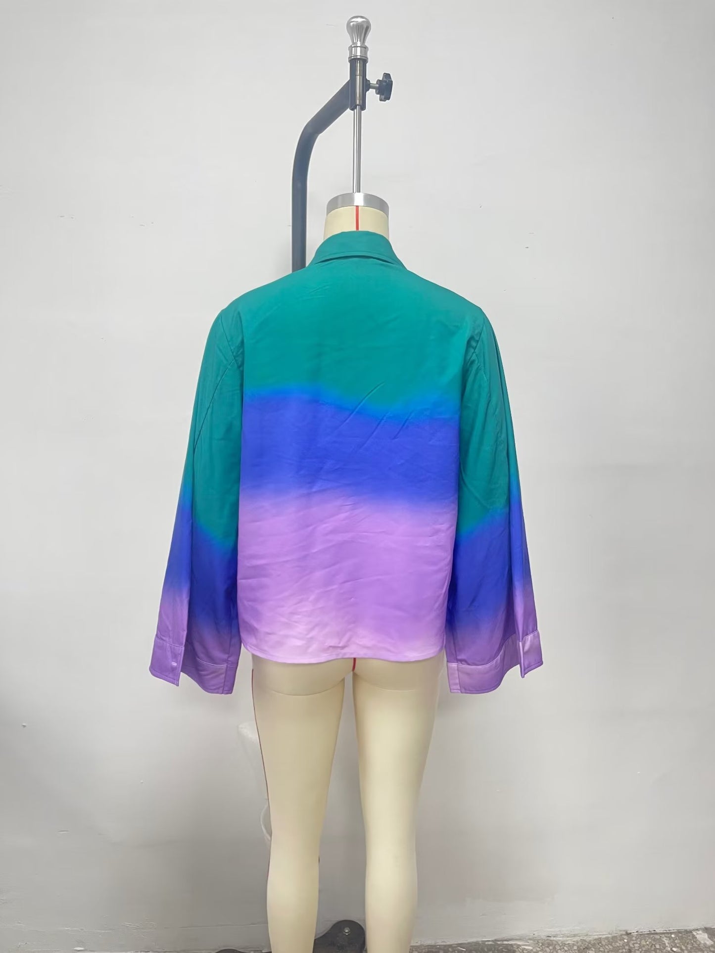 Sommer Frauen Kleidung Bunte Persönlichkeit Farbe Nähte Turnover Neck Cardigan Shirt