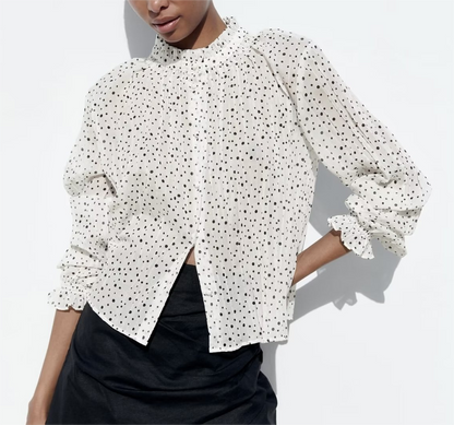 Hemd Frühling Sommer Top Polka Dot Western Spitze Bottoming Shirt