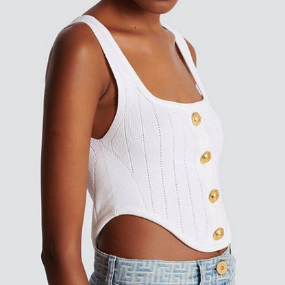 Sommer Frauen Alle Passenden Ärmelloses Leibchen Kurze Gestrickte Bottoming Shirt Online Influencer Pop