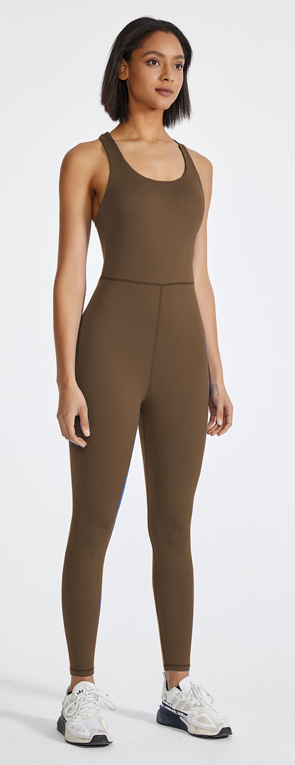 Pantalones de entrenamiento para mujer, ropa de Yoga elástica cruzada de una pieza con almohadilla para el pecho, para primavera y otoño