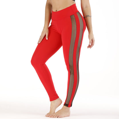 Pantalones de yoga para mujer con panel lateral de malla con agujeros grandes