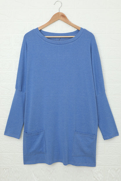 Sky Blue Longline Pocketed Top