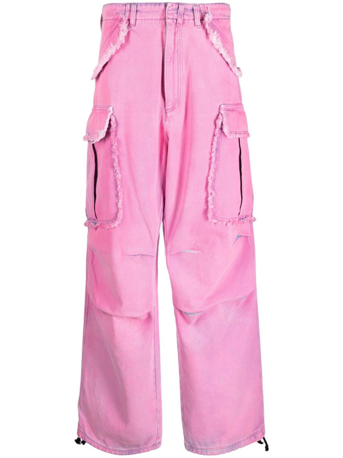 Pantalones vaqueros rosados ​​para mujer, pantalones Cargo rectos, lavados, japoneses viejos, dulces y sexis, pantalones holgados con agujeros para primavera y verano