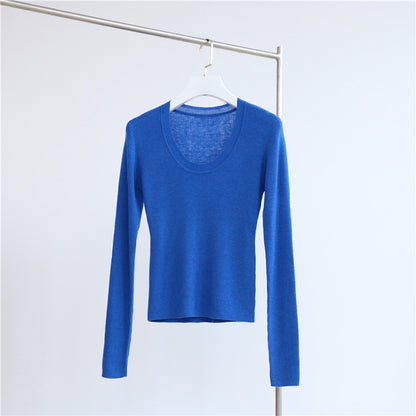 U Collar Sweater Base Shirt Autumn Winter Sweater Inner Wearing Women Clothing Top