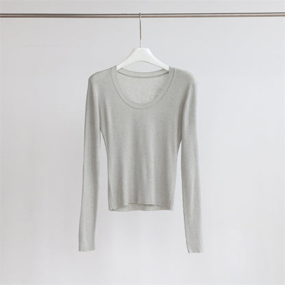 U Collar Sweater Base Shirt Autumn Winter Sweater Inner Wearing Women Clothing Top